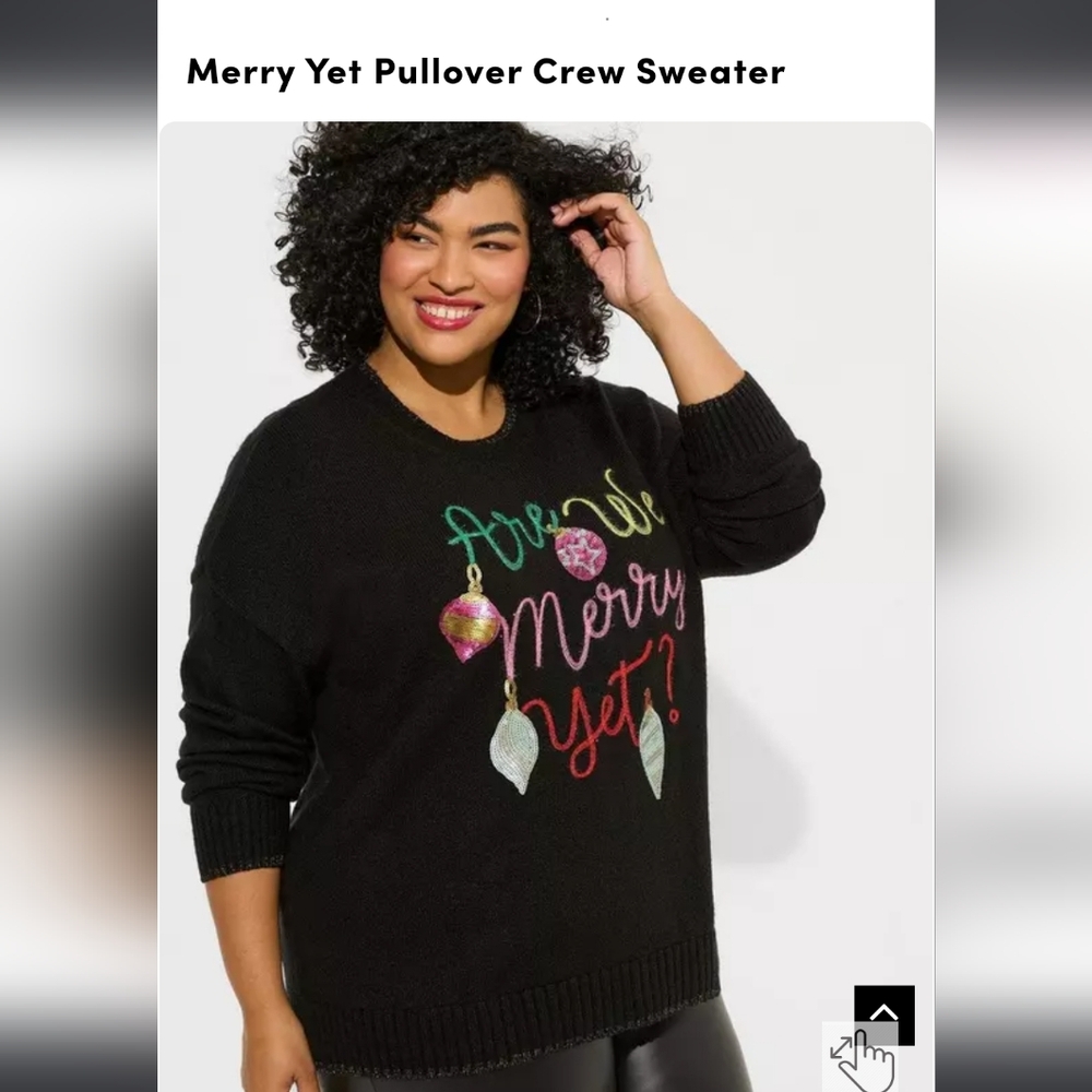 Torrid Black 'Merry Yet' Pullover Crew Sweater
